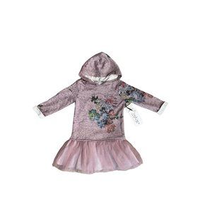 Pippa And Julie Dress Toddler Girl 3T Purple Hooded Tutu Skirt Floral Heathered
